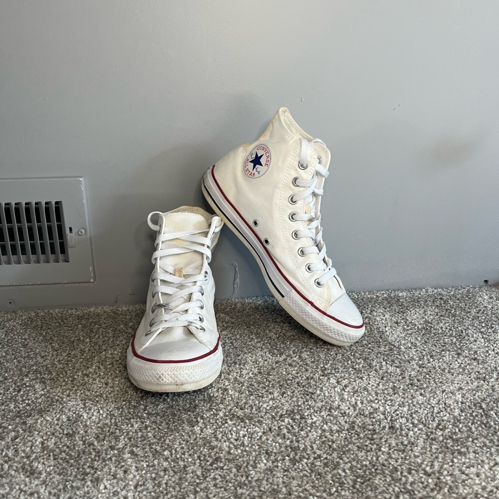Converse Chuck Taylor White and Red High-Top Sneakers (Unisex)
